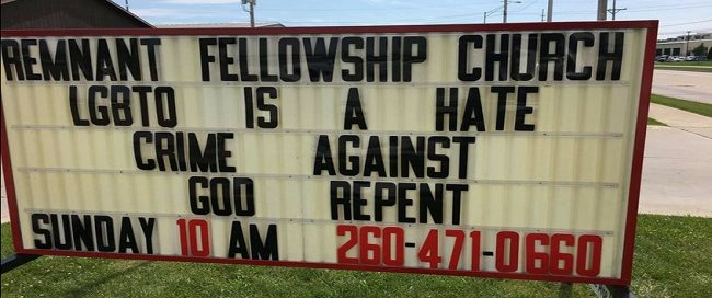 Indiana Church Evicted After Posting Hateful Anti-LGBT Banner