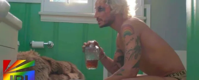 Frankie Grande Hotel Rock Bottom official music video screenshot – JRL CHARTS Gay Music News