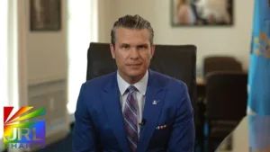 Screenshot of Pete Hegseth announcing the renaming of the Harvey Milk Navy ship, via JRL CHARTS Politics USA