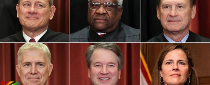 SCOTUS building in D.C. with JRL CHARTS headline on Trump executive power ruling