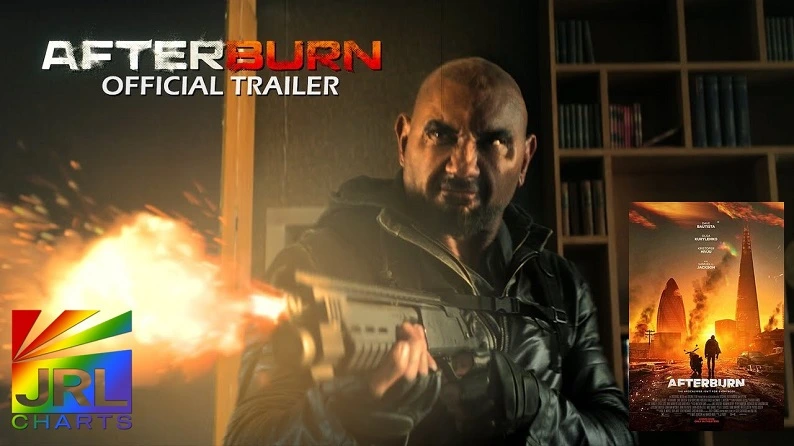 Promotional image for AFTERBURN (2025) starring Dave Bautista and Samuel L. Jackson – official trailer now on JRL CHARTS Movie Trailers.