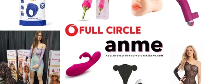 Full Circle booth at ANME 2025 featuring bullet vibes, clubwear, and Savage Me dolls