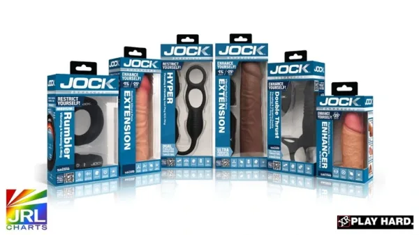 Double thrusting and vibrating c-ring from XR Brands JOCK Enhancers line with rechargeable remote features