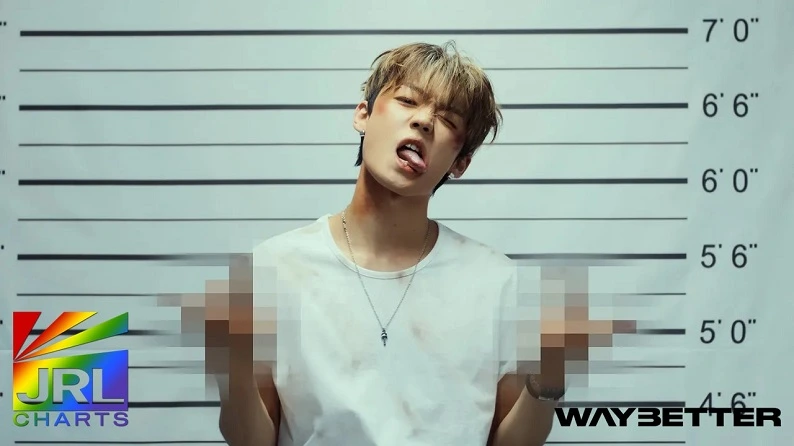 KANG YUCHAN in a black outfit during his Champagne Poppin’ solo debut MV — neon-lit dance scene