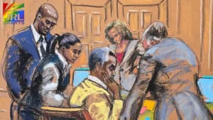 JRL CHARTS features courtroom sketch of Sean “Diddy” Combs by Jane Rosenberg during New York federal trial verdict