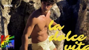 Model wearing 2EROS Dolce Collection men’s swim briefs from La Dolce Vita campaign – JRL CHARTS Men’s Swimwear Fashion News