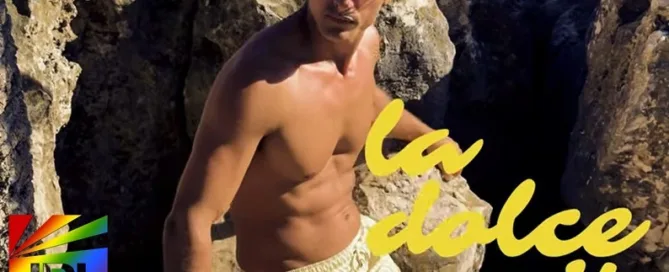 Model wearing 2EROS Dolce Collection men’s swim briefs from La Dolce Vita campaign – JRL CHARTS Men’s Swimwear Fashion News