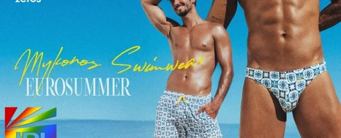 2EROS Mykonos Swimbrief and Swimshort EuroSummer 2025 campaign image featured on JRL CHARTS Men’s Fashion News