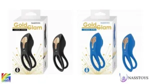 Nasstoys Gold Glam Cock Ring in Black and Blue – Dual Ring Vibrator
