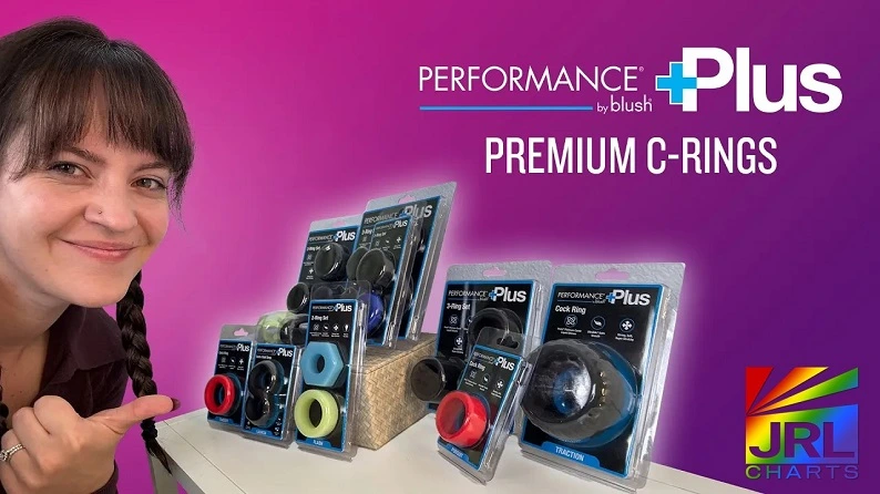 Blush Novelties’ Performance Plus C-Rings Collection – premium Purio® silicone with UltraSilk® finish, featured in JRL CHARTS Sex Toys News commercial spotlight.
