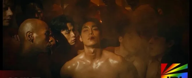 JRL CHARTS: Screenshot of WILD WILD’s shirtless moment in Boiler Room K-pop MV