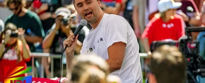 Charlie Kirk speaks at Utah Valley University in Orem, Utah, the day before fatal shooting.