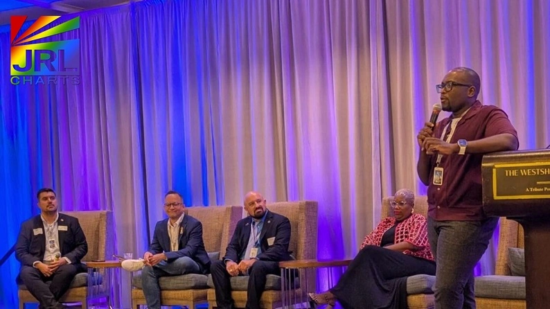 Florida State Senator Carlos Guillermo Smith speaks at the Florida LGBTQ+ Democratic Caucus summer meeting in Tampa, warning that DOGE audits could strip LGBTQ program funding. Photo © Mitch Perry/Florida Phoenix via NPR | JRL CHARTS