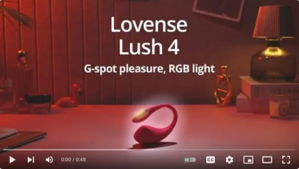Video thumbnail from Lovense Lush 4 official showcase commercial featuring app-controlled LED egg vibrator — JRL CHARTS Sex Toys News.