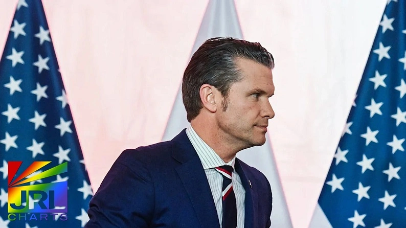 Yahoo News photo of Secretary of Defense Pete Hegseth in Warsaw, Poland on February 14, 2025 — Pentagon coverage on JRL CHARTS LGBT Politics.