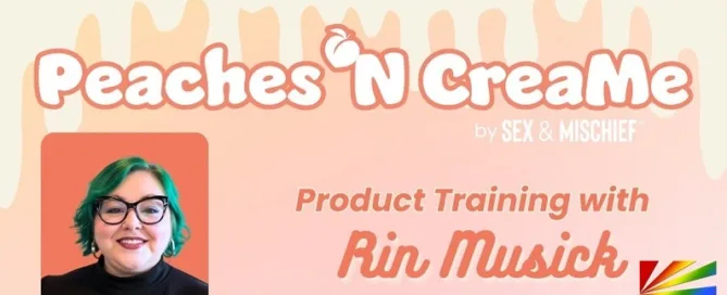 YouTube mature thumbnail for Sportsheets Peaches ’n CreaMe training video with Rin Musick presenting new BDSM-inspired collection | JRL CHARTS Sex Toys News