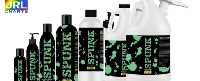 SPUNK Lube Pure Silicone bottle featured in JRL CHARTS Pleasure Products News – non-drying, toy safe, award-winning lubricant