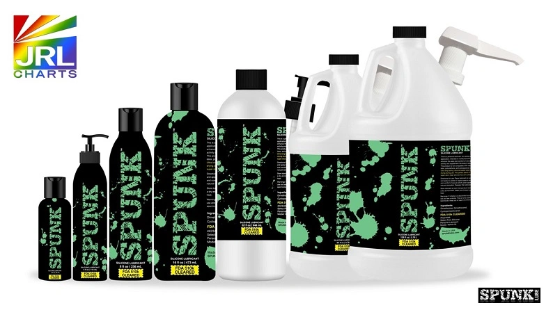 SPUNK Lube Pure Silicone bottle featured in JRL CHARTS Pleasure Products News – non-drying, toy safe, award-winning lubricant