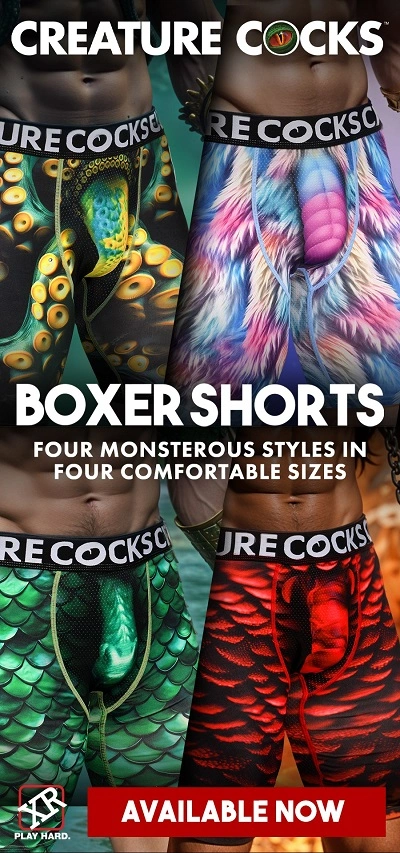 Complete XR Brands Creature Cocks Creature Wear boxer shorts collection including Cockness Monster, Monstropus, Horny Devil, and Mystique Unicorn – JRL CHARTS