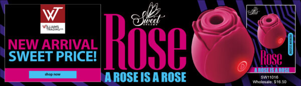 Official promotional banner for The Original Rose Toy™ by Sweet Dreams, distributed by Williams Trading Co. – JRL CHARTS Sex Toys News.