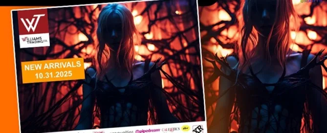 Williams Trading Co Weekly New Arrivals for adult retailers featuring NU Sensuelle, NS Novelties, Pipedream, XR Brands, Nasstoys and Blush