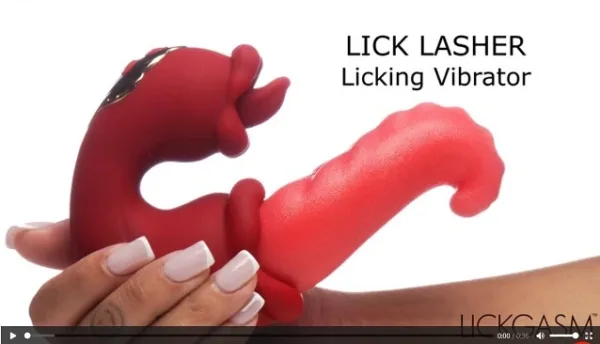 XR Brands Lick Lasher Licking Vibrator demo video thumbnail featured on JRL CHARTS Sex Toys News