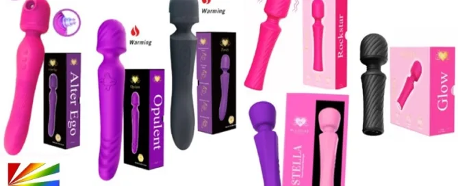 Full Circle’s Rockstar Wand and multi-use vibrator collection designed for retailers, featured on JRL CHARTS Sex Toys News.