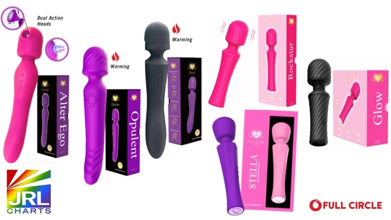Full Circle’s Rockstar Wand and multi-use vibrator collection designed for retailers, featured on JRL CHARTS Sex Toys News.