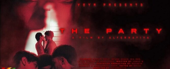 Poster for VoyR’s erotic mystery trilogy The Party filmed in Rio de Janeiro — JRL CHARTS Gay Adult News