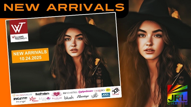 Williams Trading Co. unveils new arrivals for October 24, 2025 — featuring NU Sensuelle, NS Novelties, Pipedream, Blush, and more via JRL CHARTS Sex Toys News.