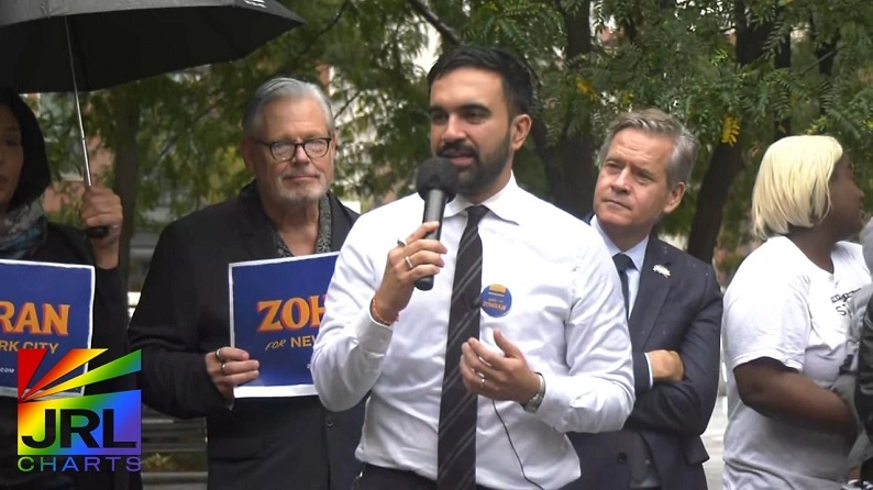 Zohran Mamdani speaks at a Gays for Zohran rally in Greenwich Village on National Coming Out Day 2025, addressing LGBTQ rights and Uganda controversy — Spectrum News NY1