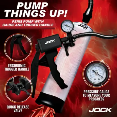 JOCK-Pump Up Penis Pump with Gauge & Trigger Handle-by XR Brands