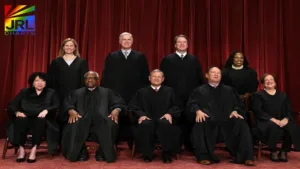 U.S. Supreme Court building with rainbow flag overlay symbolizing the Court’s refusal to overturn same-sex marriage rights in 2025.
