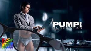 PUMP Underwear model wearing The Mr. Gray Collection in gray