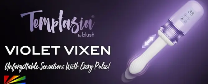 Blush Violet Vixen thrusting vibrator from the Temptasia Collection on JRL CHARTS Sex Toys News.