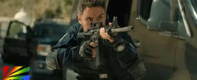 Border Hunters (2025) official trailer still from the action thriller starring Julio Macias and Dean Norris.