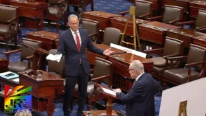 Senate Majority Leader Chuck Schumer addresses reporters on C-SPAN 2 after Democrats push back on bipartisan funding deal to end shutdown