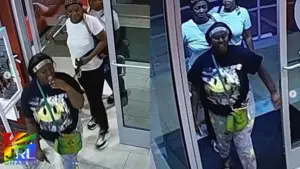 Surveillance still of alleged suspects entering Hustler Hollywood store in Shreveport | JRL CHARTS crime alert