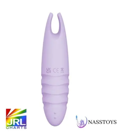 Close-up view of the NASSTOYS Sorbet Purple Passion Lavender silicone massager, highlighting soft texture and design — JRL CHARTS Sex Toys News.