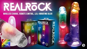 SHOTS America RealRock wireless LED remote vibrators on display for adult retailers