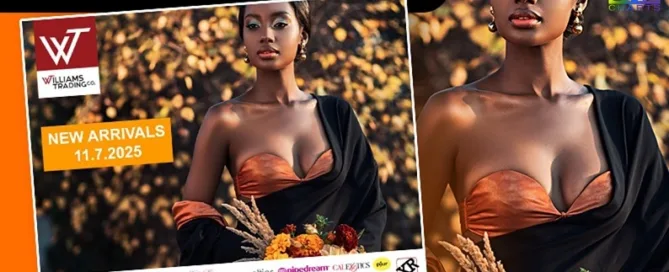 Williams Trading Co. New Arrivals for November 7 2025 featuring EVOLVED, XR Brands, Nasstoys, NS Novelties, Pipedream & NU Sensuelle on JRL CHARTS