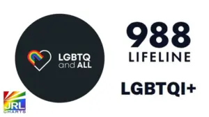 Graphic featuring the 988 Suicide & Crisis Lifeline supporting LGBTQ youth in crisis
