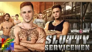 Active Duty models star in the Slutty Servicemen gay adult military series from ASGmax