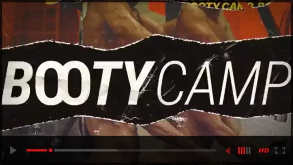 Official trailer image for VoyR’s gay adult comedy feature BootyCamp starring Ale Diorio, directed by Alternativa.