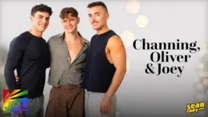 Channing Flynn with Oliver Marks and Joey Dane in Sean Cody’s Dec. 19 threeway scene