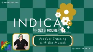 Sportsheets Indica Collection training video still featuring Sex & Mischief BDSM gear.