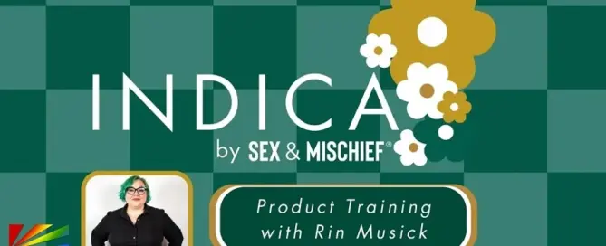 Sportsheets Indica Collection training video still featuring Sex & Mischief BDSM gear.