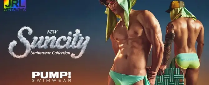 PUMP! Underwear SUNCITY men’s swimwear featuring bold swim briefs and knotty swim styles designed for summer