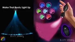 XR Brands Vibrating Silicone Optical Fiber Butt Plug showcased with optical fiber glow