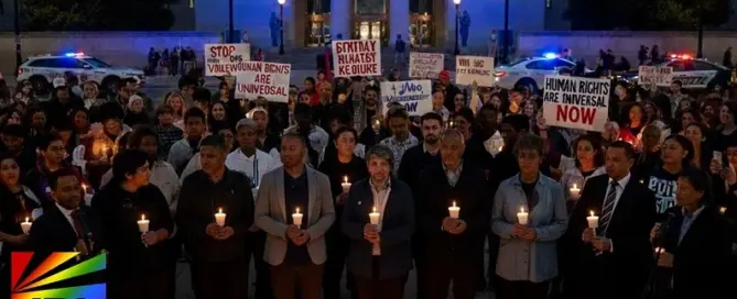 AI-generated image depicting protests in Minneapolis following the killing of Alex Pretti, created with Gemini AI for JRL CHARTS